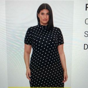 Forever 21 polka dot mock neck dress
